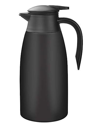 Webao Thermoskannen 2 Liter Isolierkanne aus Edelstahl Kaffeekanne, Quick Tip Verschluss, Doppelwandige Vakuum Kanne für Tee und Kaffee, Schwarz von Webao