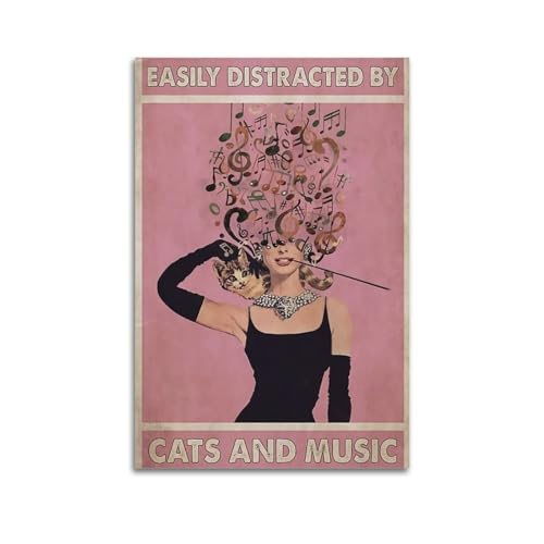 WebeRt Katzen und Musik, Wanddekoration, kreatives Poster, Kunstmalerei, Heimbüro, Vintage-Druck, Poster, 30 x 45 cm, ungerahmt von WebeRt
