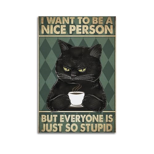 WebeRt The Art of Cat CoffeeWanddekoration, kreatives Poster, Kunstmalerei, Heimbüro, Vintage-Druck, Poster, 50 x 75 cm, ungerahmt von WebeRt