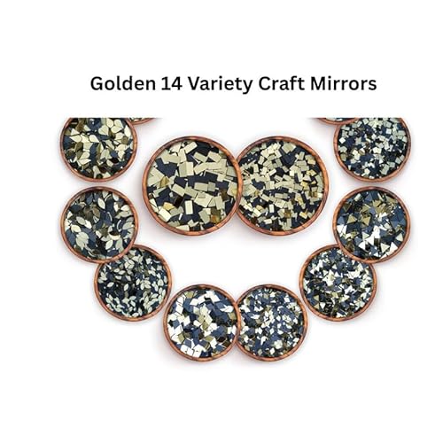 Webelkart Goldenes Bastelspiegel-Set, 14 Formen (770 mittel, 1470 klein) für Lippan-Kunst, Mandala, Schmuckherstellung, Stoff, 2240-teilig von Webelkart