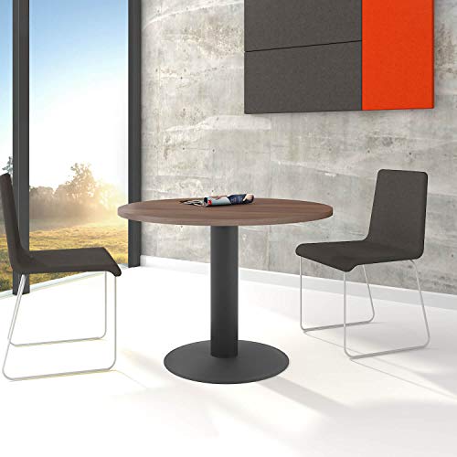 Weber Büro Optima runder Besprechungstisch Ø 100 cm Nussbaum Anthrazites Gestell Tisch Esstisch von Weber Büro