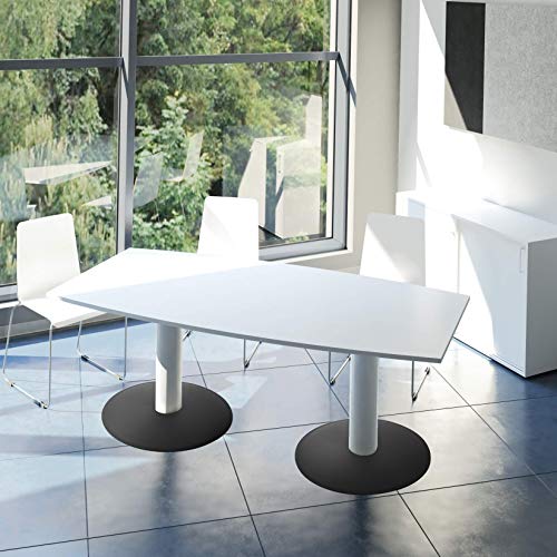 Optima Konferenztisch Bootsform 180x100 cm Besprechungstisch Weiß Tisch Esstisch Küchentisch von Weber Büro