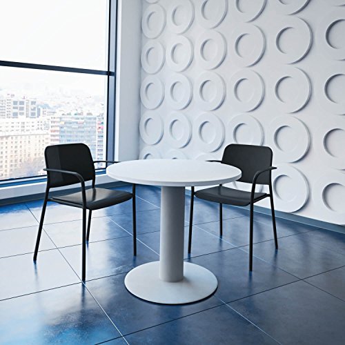 Optima runder Besprechungstisch Ø 80 cm Weiß Silbernes Gestell Tisch Esstisch von Weber Büro