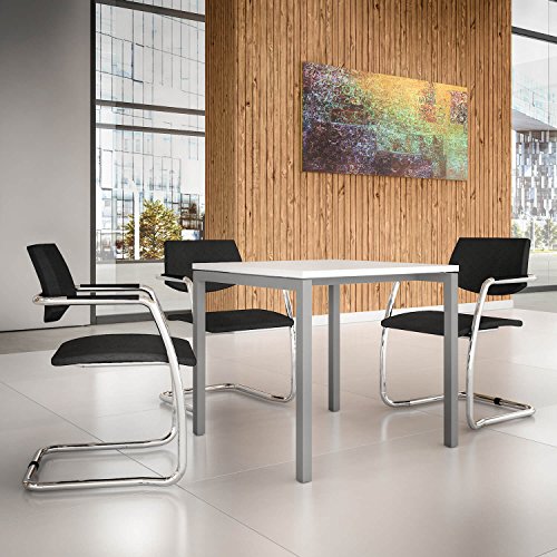 Profi Besprechungstisch 80x80cm NOVA U Weiß Silbernes Gestell 4-6 Pers. Konferenztisch Meetingtisch von Weber Büro