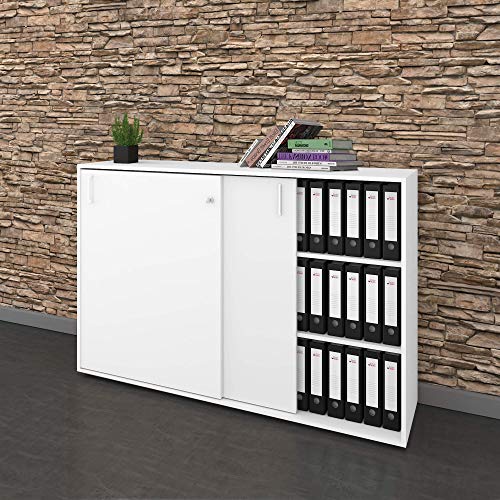 Schiebetürenschrank Sideboard NOVA 3OH 1.640 x 1.085 mm in Weiß von Weber Büro