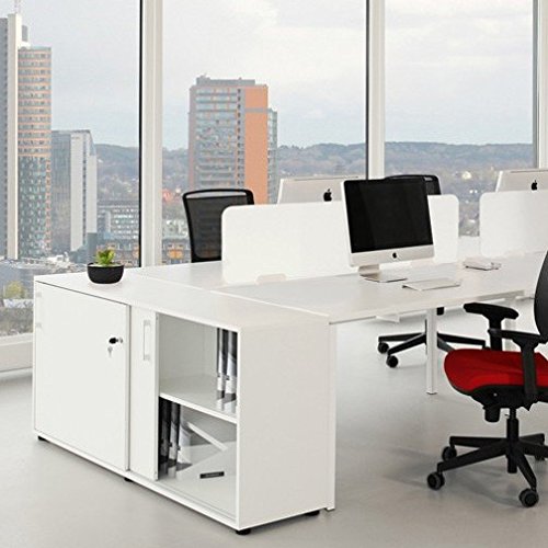 Schiebetürenschrank für Gruppenarbeitsplatz NOVA 2OH 1640 x 400 mm in Weiß von Weber Büro