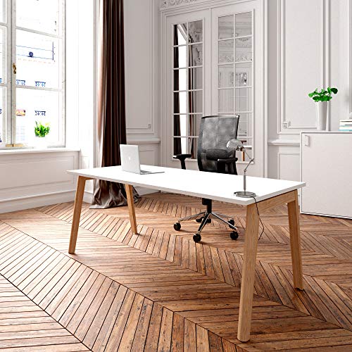 Schreibtisch NOVA Wood 180 x 80 cm Weiß/Holz Bürotisch Computertisch Büro von Weber Büro