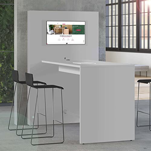 Weber Büro Besprechungstisch MEDIAWALL 193 x 120 cm | Hochtisch | Präsentationstisch | Multimedia| Mit Monitorhalterung und Steckdose | Perlgrau von Weber Büro