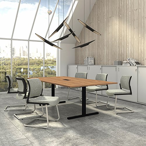 Weber Büro Easy Konferenztisch 240x120 cm Bernstein-Eiche mit ELEKTRIFIZIERUNG Besprechungstisch Tisch, Gestellfarbe:Schwarz von Weber Büro