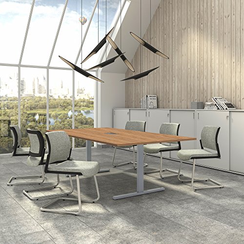 Weber Büro Easy Konferenztisch 240x120 cm Bernstein-Eiche mit ELEKTRIFIZIERUNG Besprechungstisch Tisch, Gestellfarbe:Silber von Weber Büro