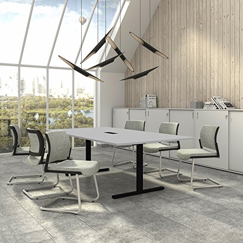 Weber Büro Easy Konferenztisch 240x120 cm Perlgrau mit ELEKTRIFIZIERUNG Besprechungstisch Tisch, Gestellfarbe:Schwarz von Weber Büro