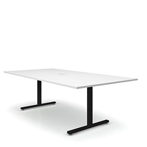 Weber Büro Easy Konferenztisch 240x120 cm Weiß mit ELEKTRIFIZIERUNG Besprechungstisch Tisch, Gestellfarbe:Schwarz von Weber Büro