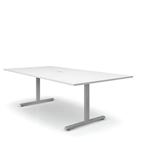 Weber Büro Easy Konferenztisch 240x120 cm Weiß mit ELEKTRIFIZIERUNG Besprechungstisch Tisch, Gestellfarbe:Silber von Weber Büro