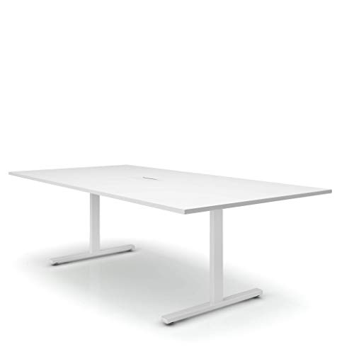 Weber Büro Easy Konferenztisch 240x120 cm Weiß mit ELEKTRIFIZIERUNG Besprechungstisch Tisch, Gestellfarbe:Weiß von Weber Büro