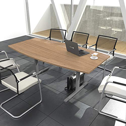 Weber Büro Easy Konferenztisch Bootsform 180x100 cm Bernstein-Eiche Besprechungstisch Tisch, Gestellfarbe:Silber von Weber Büro
