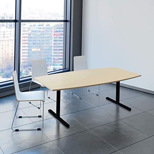 Weber Büro Easy Konferenztisch Bootsform 200x100 cm Ahorn Besprechungstisch Tisch, Gestellfarbe:Schwarz von Weber Büro