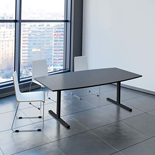 Weber Büro Easy Konferenztisch Bootsform 200x100 cm Anthrazit Besprechungstisch Tisch, Gestellfarbe:Anthrazit von Weber Büro