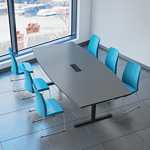 Weber Büro Easy Konferenztisch Bootsform 240x120 cm Anthrazit mit Elektrifizierung Besprechungstisch Tisch, Gestellfarbe:Anthrazit von Weber Büro