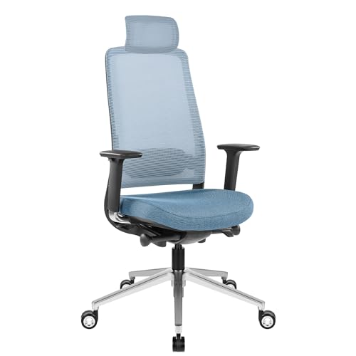 Weber Büro FILO-A 2.0 Ergonomischer Bürodrehstuhl mit Kopfstütze | Lendenwirbel-Lordosenstütze | Netzrücken | 4D-Armlehnen | Blau von Weber Büro