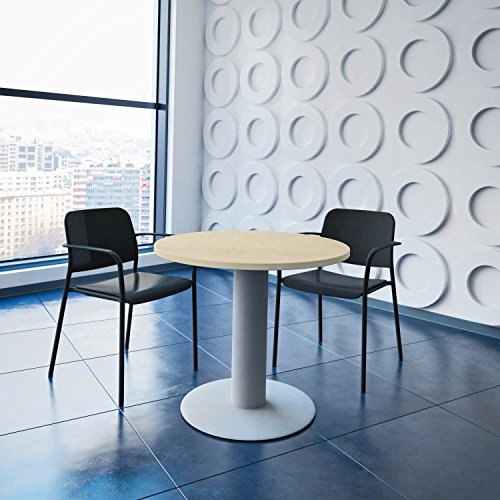 Weber Büro Optima runder Besprechungstisch Ø 80 cm Ahorn Silbernes Gestell Tisch Esstisch Küchentisch von Weber Büro