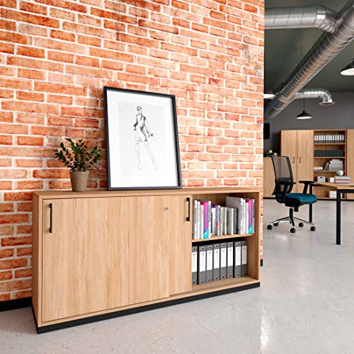 Weber Büro Schiebetürenschrank Choice abschließbar 2 OH 160 x 76 cm Schrank Büroschrank Sideboard Lowboard Bernsteineiche von Weber Büro