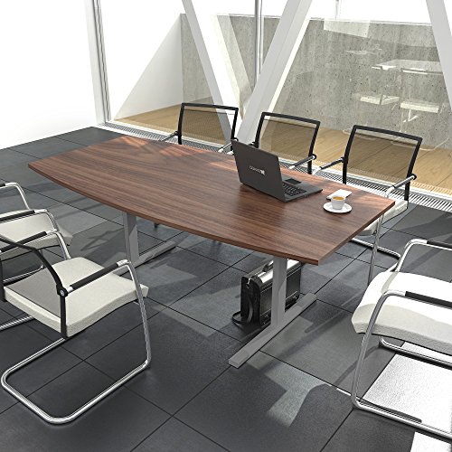 Weber Büroleben GmbH Easy Konferenztisch Bootsform 180x100 cm Nussbaum Besprechungstisch Tisch, Gestellfarbe:Silber von Weber Büro