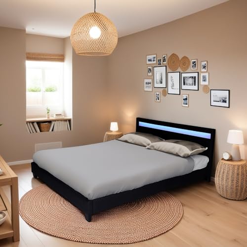 Bett Cardiff 140 x 190 cm, LED-Beleuchtung + 1 Lattenrost/Schwarz Bett Cardiff 140 x 190 cm, LED-Beleuchtung + 1 Lattenrost/Schwarz von Weber Industries