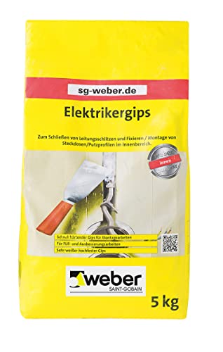 WEBER | Elektrikergips 5 kg | schnell härtend, abbindend & sehr weiß | für den Innenbereich | Baugips Modellgips Hobby Gips von Weber