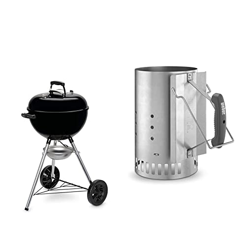 Weber 13101004 Holzkohlegrill Original Kettle E-4710, 47 cm, schwarz & 7416 Anzündkamin Rapidfire, Grillen mit Kohle, Anzünden, 19 x 19 x 30.5 cm von Weber