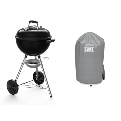 Weber 13101004 Holzkohlegrill Original Kettle E-4710, 47 cm, schwarz & Available 7175 18 Inch Charcoal Kettle Grill Cover, Schwarz, 15.9 x 22.7 x 3.8 cm von Weber