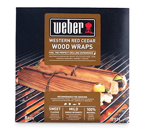 Weber 17521 Wood Wraps aus Zedernholz, 8 Stück, Räuchern, Raucharoma, süß und mild, Braun von Weber