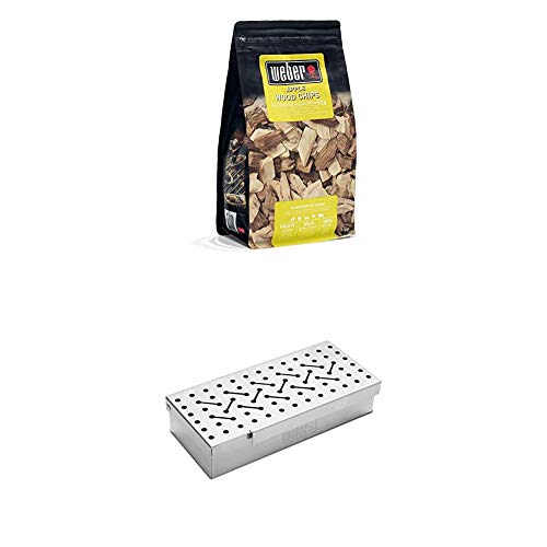 Weber 17621 Räucherchips Apfelholz, 700 g, dezentes, süßes Apfelaroma, Räuchern, Aroma, Grillen + Räucherbox universal, Räuchern, für Gas- und Holzkohlegrills, Raucharmona von Weber