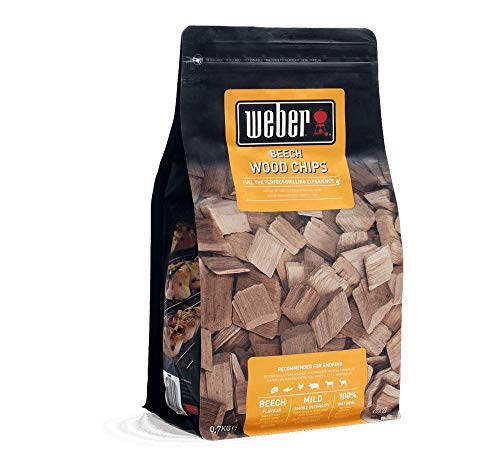 Weber 17622 Räucherchips Buche, 700 g, dezentes Räucheraroma, Fleisch und Gefügel, Aroma, Räuchern, Grillen, Braun, 17.8x8.9x30.5 cm von Weber