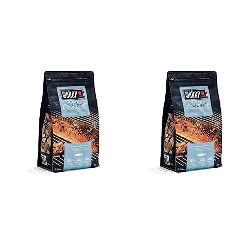 Weber 17665 Räucherchips Meeresfrüchte, 700 g, mild-fruchtige Raucharoma, Lachs, Makrele, Garnelen und andere Meeresfrrüchte, Aroma, Räuchern, Grillen (Packung mit 2) von Weber