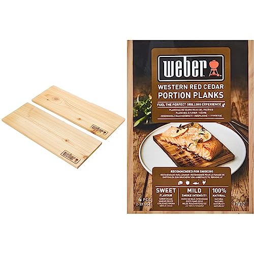 Weber 17831 Räucherbretter aus Zedernholz, 15 x 40 cm, 2 Stück & 17832 Räucherbretter aus Zedernholz 11x15 cm, 4 Stück, Räuchern, Aroma, Grillen von Weber