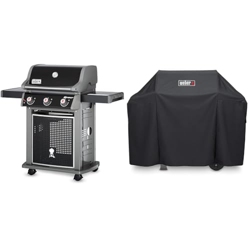 Weber 46410079 Gasgrill Spirit E-310 Classic, schwarz + Premium Abdeckhaube für Spirit/Spirit II 300-Serie und Spirit EO-210, schwarz von Weber