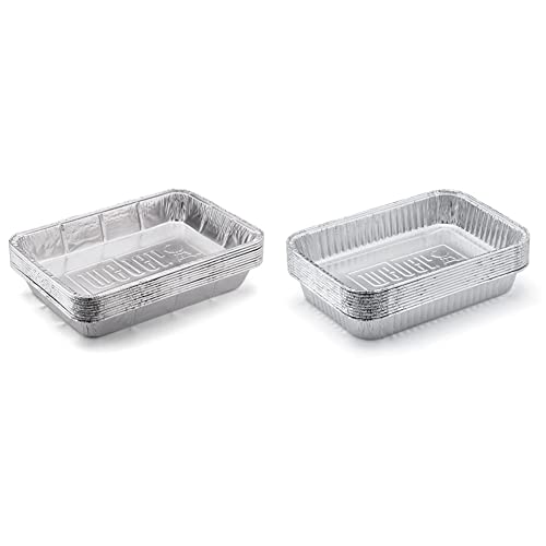 Weber 6416 Alu-Tropfschalen, groß, 28 x 18 x 5 cm, 10 Stück, Einwegschalen & 6415 Small 7-1/2-Inch-by-5-inch Aluminum Drip Pans, Set of 10 von Weber