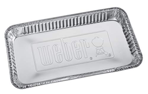 Weber 6454 Alu-Tropfschalen 36.8cm x 16.5cm x 5.1cm, Einwegschalen, Fettauffangschalen, Silber 5er pack von Weber