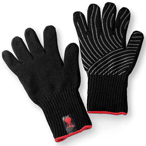 Weber Premium Grillhandschuhe - Größe L/XL, 1 Paar, aus Kevlarmischgewebe, Schwarz und mit Silikonnoppen, Schutz vor sehr hohen Temperaturen - Schwarz (6670) von Weber