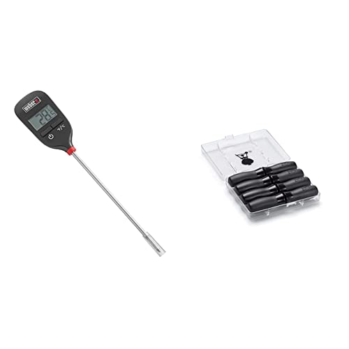 Weber 6750 Digitales Taschenthermometer, Grillthermometer mit Sofortanzige & 6489 Maiskolbenhalter-Set, 8 Stück, Picknick, Grillen, Gartenparty von Weber