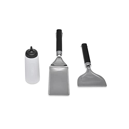 Weber Grillplatten Zubehör Starter Set, 3-teilig, besteht aus Grillplatten-wender, Schaber aus Edelstahl & Quetschflasche. Perfekt für alle Planchas/Grillplatten (6777) von Weber
