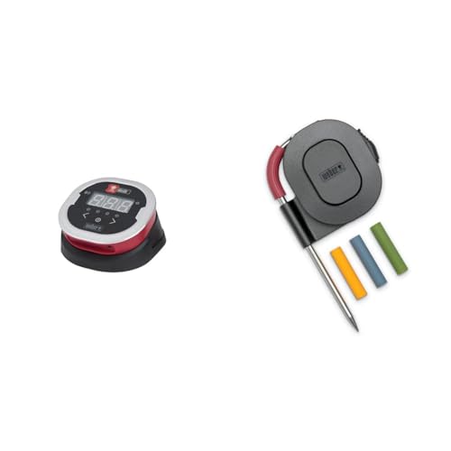 Weber 7221 iGrill 2 Bluetooth Grill-Thermometer, 3.2 x 10.8 x 5.0 cm & 7211 Fleischtemperaturfühler, Temperaturbereich von -30 bis +300 °C, schwarz, 3.2 x 10.8 x 5.0 cm von Weber