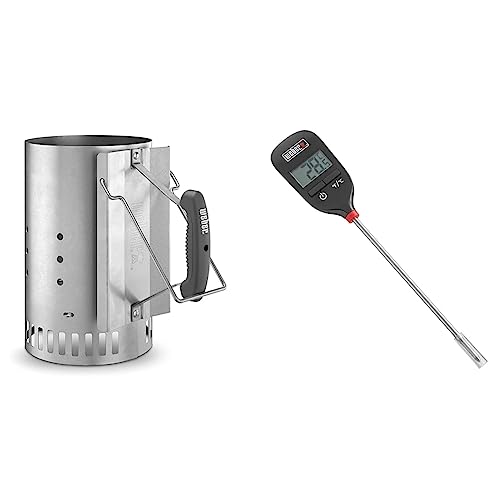 Weber 7416 Anz ndkamin Rapidfire, Grillen mit Kohle, Anz nden, 19 x 19 x 30.5 cm & 6750 Digitales Taschenthermometer, Grillthermometer mit Sofortanzige von Weber
