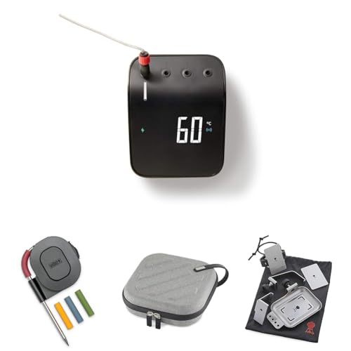 Weber Connect Smart Grilling Hub - intelligentes Fleischthermometer mit Bluetooth & WLAN, Kontrolle am Gerät oder per App, Step-by-step Anleitungen/Rezepte, bis 4 Messfühler möglich - Schwarz (3202) von Weber