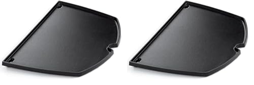 Weber Grillplatte für Q300-3000 Grills, Plancha, aus porzellanemailliertem Gusseisen, optimal zur Zubereitung von Spiegeleiern, Speck, Garnelen, Gemüse und mehr - Schwarz (6506) (Packung mit 2) von Weber