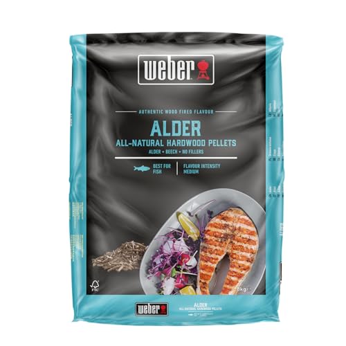 Weber Holzpellets - Erlenholz (8kg), perfekt zum Räuchern von Fisch, 100% natürliche Holzpellets, passend für alle Pellet Grills (3401052) von Weber