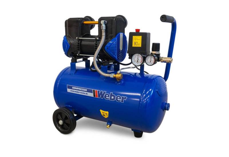Weber GmbH Kompressor Flüster Kompressor 230 V / 8 bar / 24 l Tank, max. 8 bar, 24 l, besonders leise, ölfrei und wartungsarm von Weber GmbH