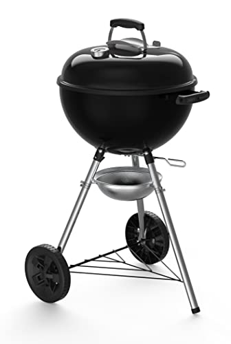 Weber Original Kettle Holzkohlegrill, Ø 47cm Grillfäche, BBQ Grill mit porzellanemaillierten Deckel & Kessel, Deckelthermometer, One-Touch Reinigungssystem - Schwarz (13101004) von Weber