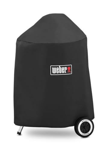 Weber Premium Grillabdeckhaube für Ø 47cm Holzkohlegrills, atmungsaktiv UV- & wasserbeständig, Schutz for Wind & Wetter, mit Klettverschluss zum Befestigen, leicht, Grillcover - Schwarz (7141) von Weber