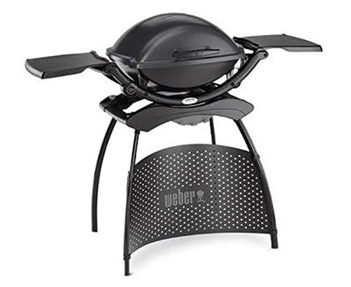 Weber Q2400 Elektrogrill, 55 x 39 cm, mit Standfuss & ausklappbaren Seitentischen, Dunkelgrau (55020879) von Weber